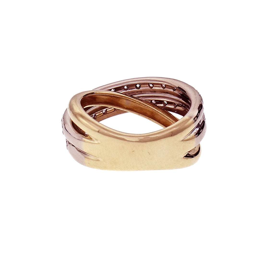 Estate Cross-Over Diamond Ring 18k Yellow Gold – image 5