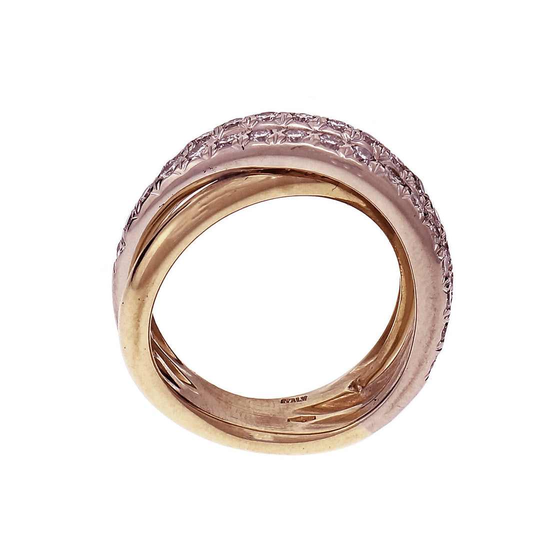 Estate Cross-Over Diamond Ring 18k Yellow Gold – image 6