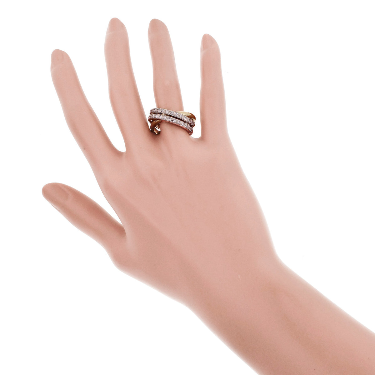 Estate Cross-Over Diamond Ring 18k Yellow Gold – image 7