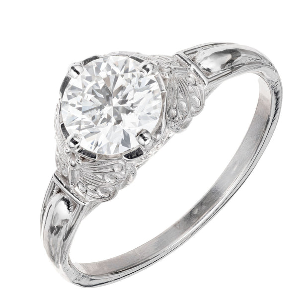 Peter Suchy GIA Certified 1.00 Carat Diamond Platinum Engagement Ring