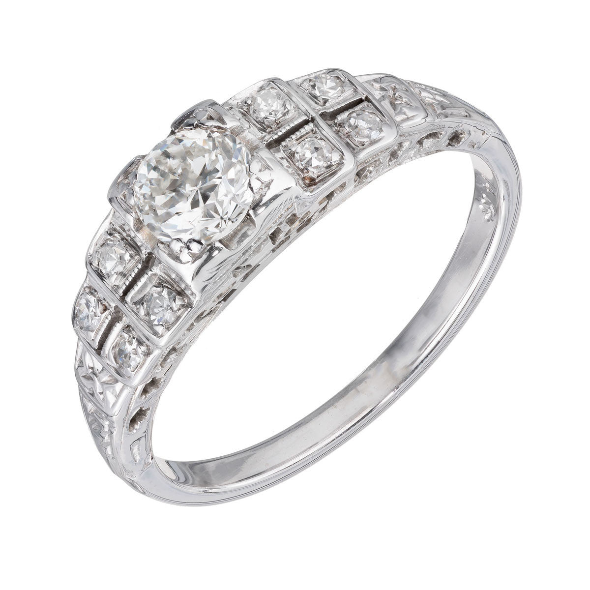 EGL Certified .40 Carat Diamond White Gold Engagement Ring