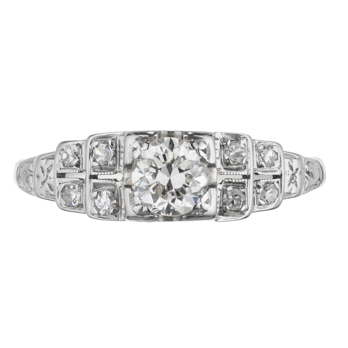 EGL Certified .40 Carat Diamond White Gold Engagement Ring – image 2