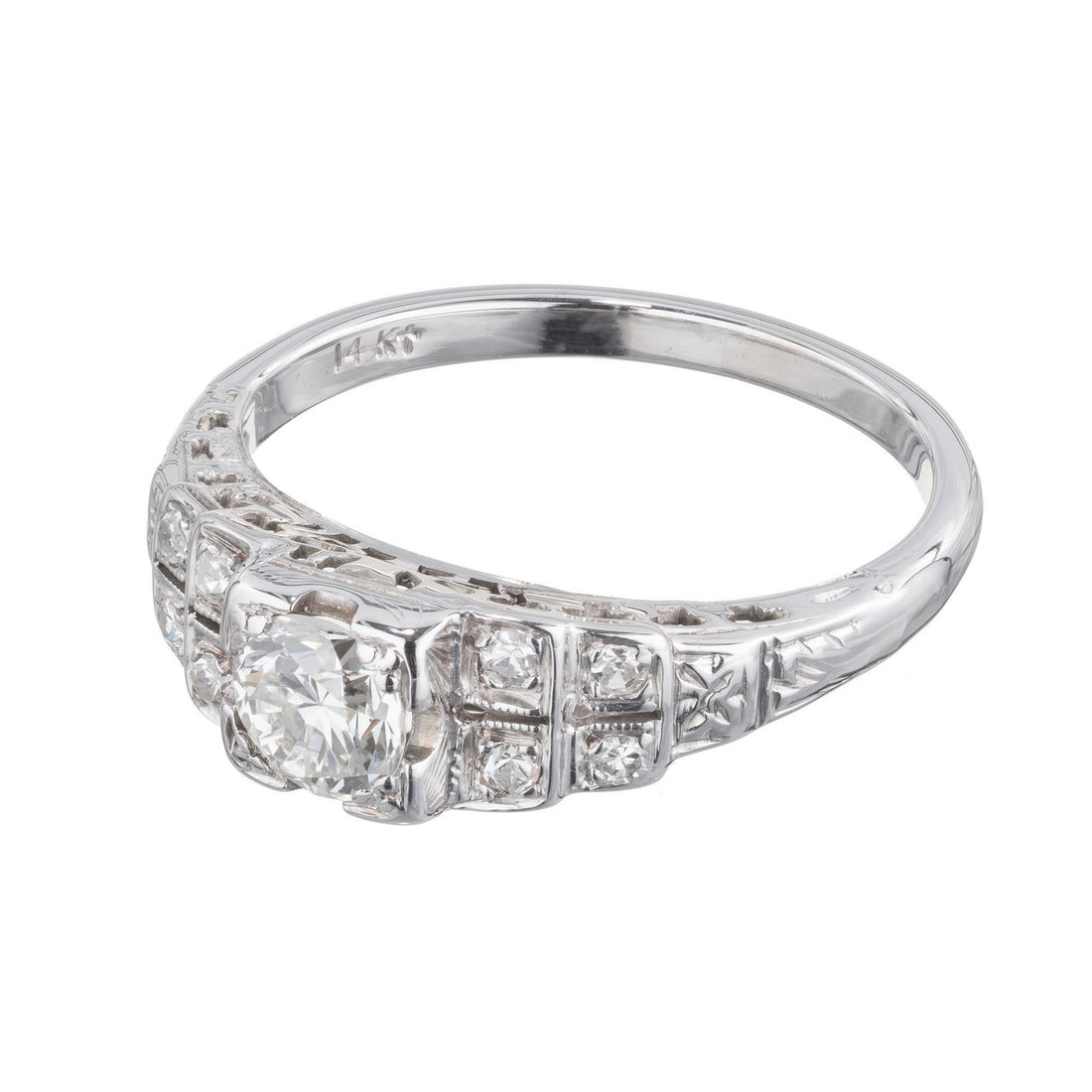 EGL Certified .40 Carat Diamond White Gold Engagement Ring – image 3