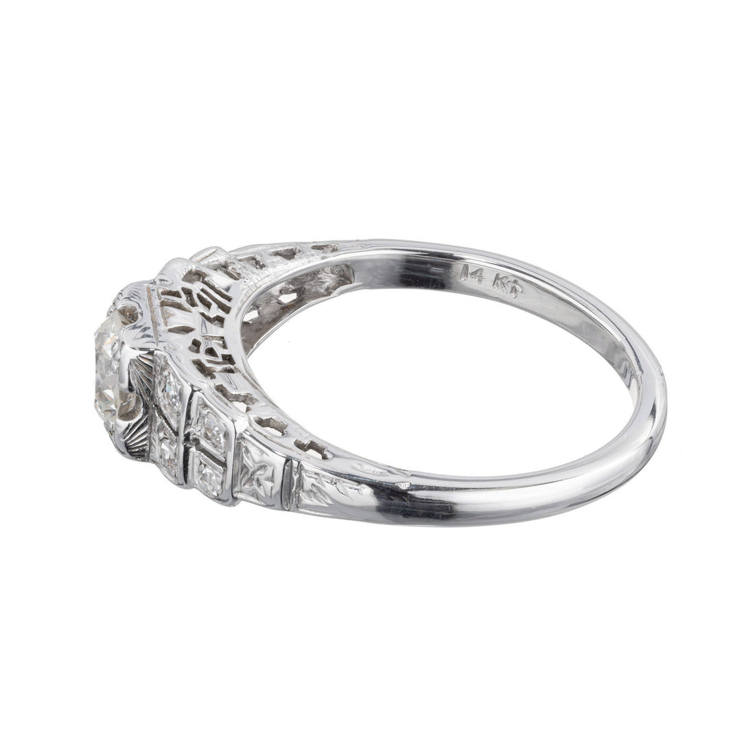 EGL Certified .40 Carat Diamond White Gold Engagement Ring – image 4