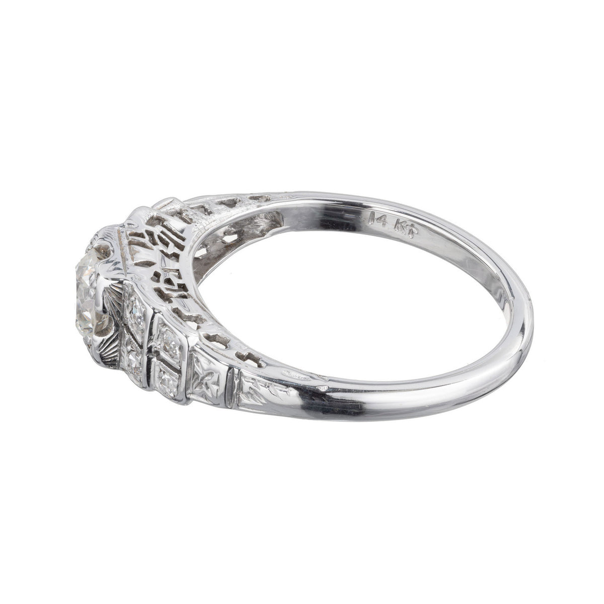 EGL Certified .40 Carat Diamond White Gold Engagement Ring – image 4