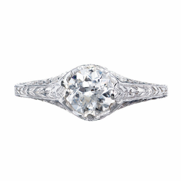EGL Certified .70 Carat Diamond White Gold Engagement Ring