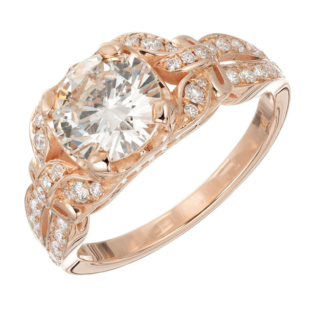 Peter Suchy GIA Certified 1.41 Carat Diamond Rose Gold Engagement Ring