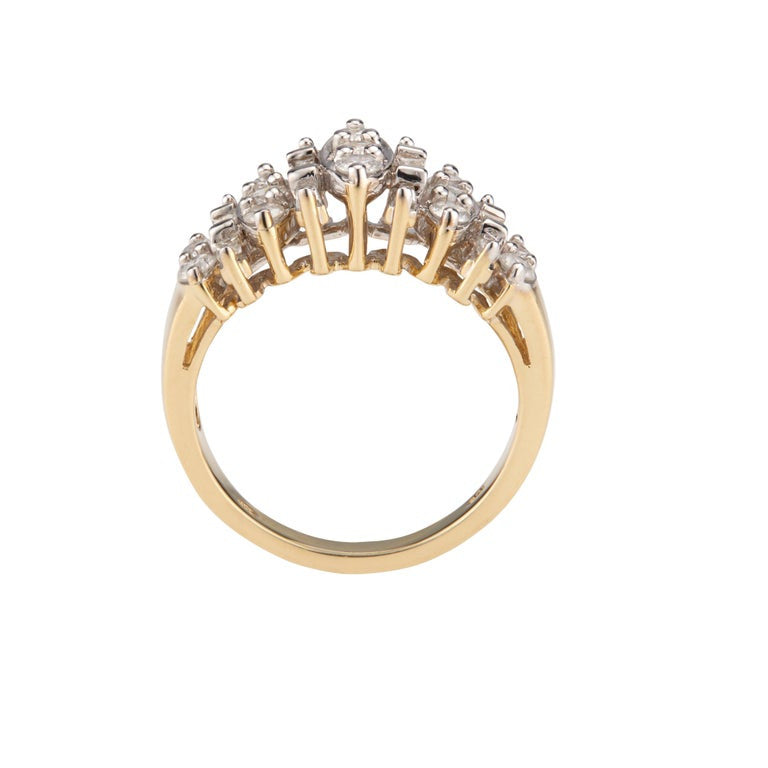 1.00 Carat Diamond Yellow Gold Cluster Ring – image 3