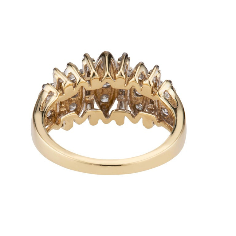 1.00 Carat Diamond Yellow Gold Cluster Ring – image 5