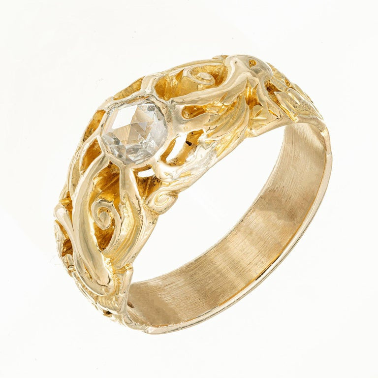 .25 Carat Diamond Yellow Gold Art Nouveau Engagement Ring – image 2