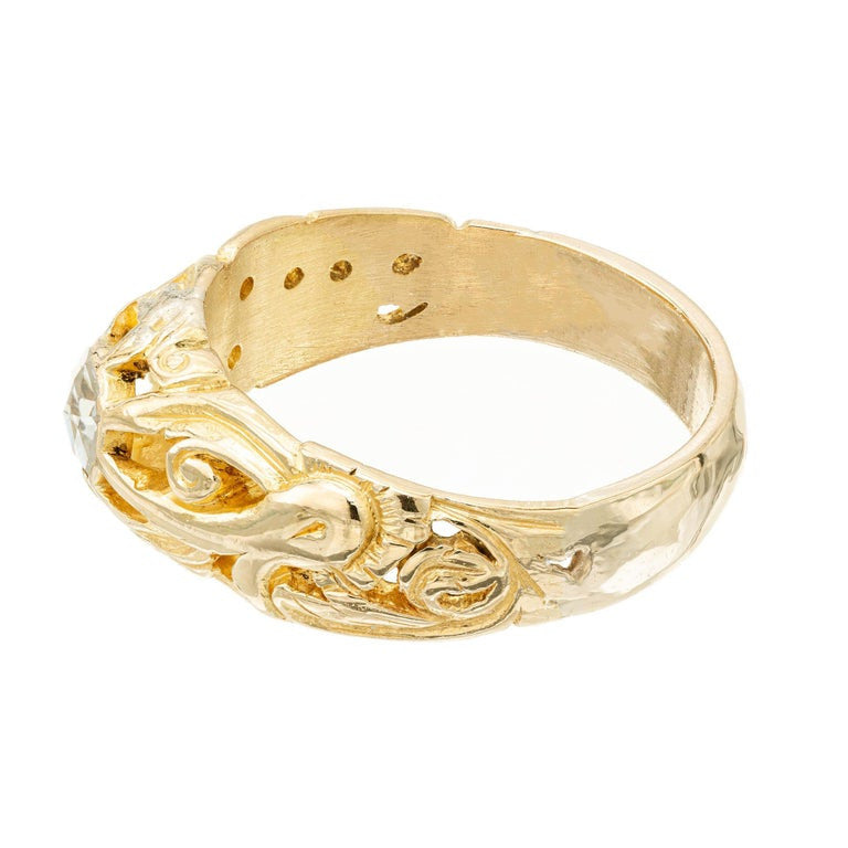 .25 Carat Diamond Yellow Gold Art Nouveau Engagement Ring – image 4