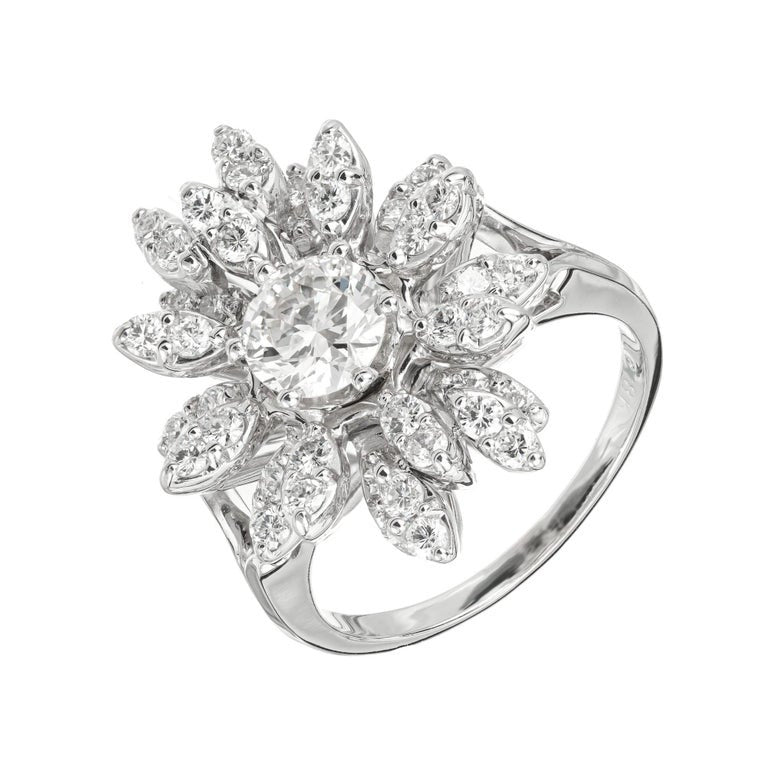EGL Certified .81 Carat Diamond White Gold Cocktail Cluster Ring – image 2