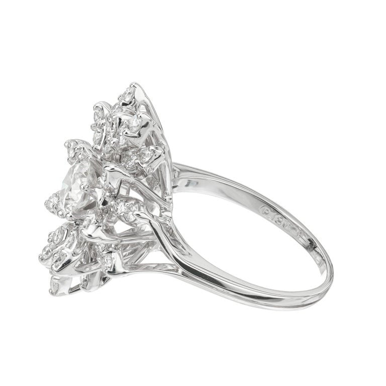 EGL Certified .81 Carat Diamond White Gold Cocktail Cluster Ring – image 4