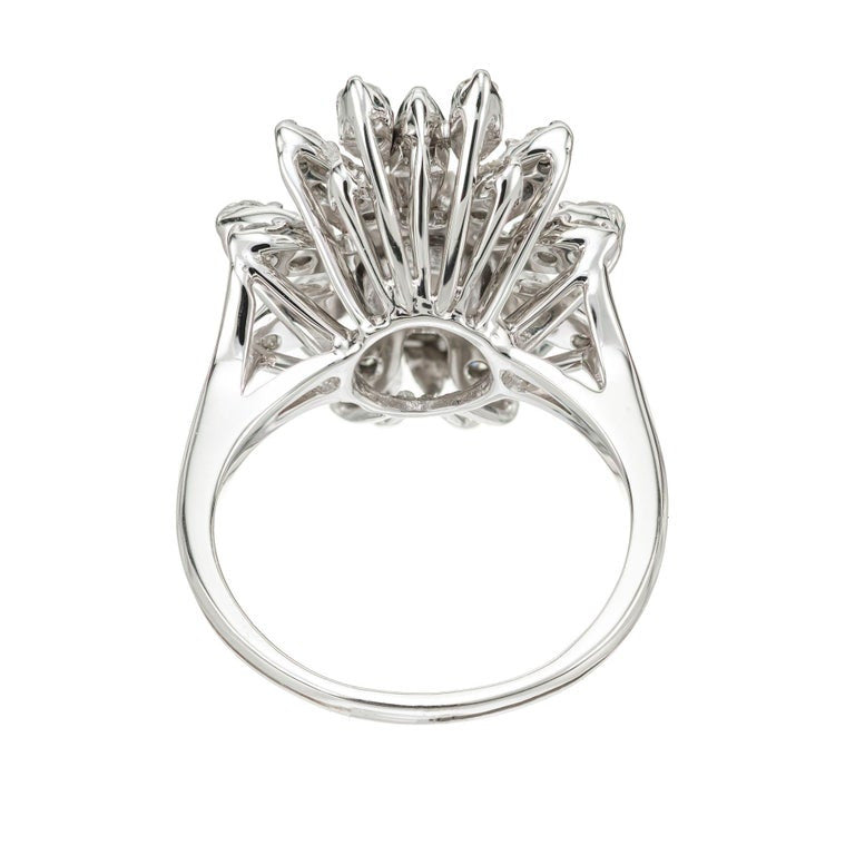 EGL Certified .81 Carat Diamond White Gold Cocktail Cluster Ring – image 5