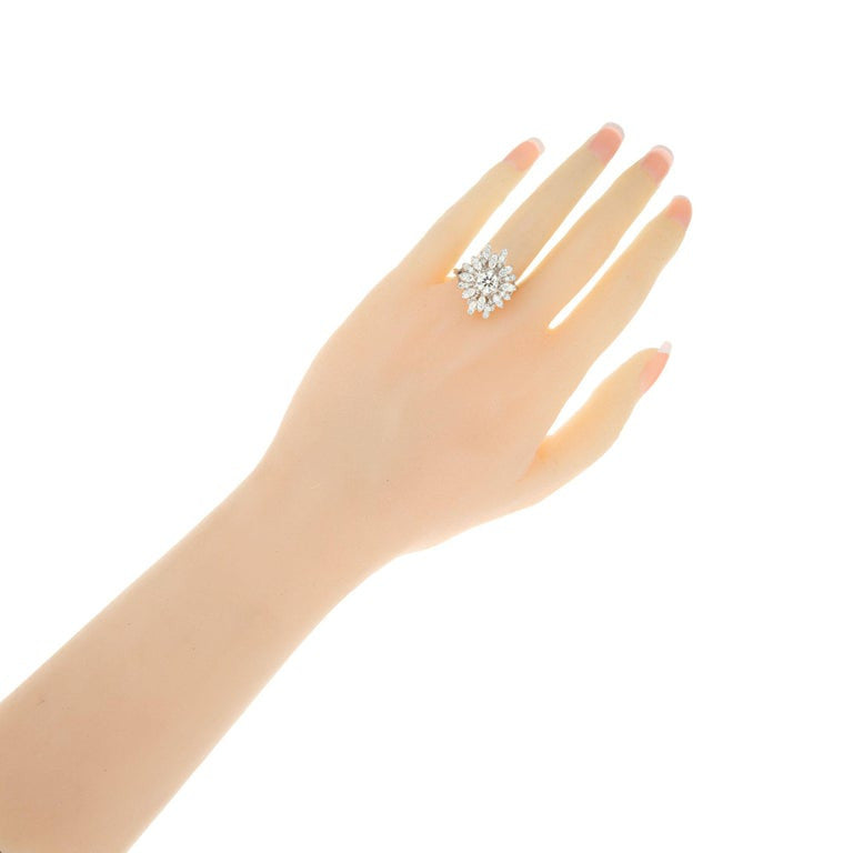 EGL Certified .81 Carat Diamond White Gold Cocktail Cluster Ring – image 7