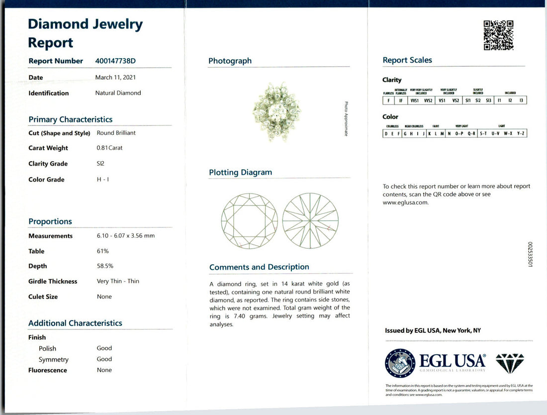 EGL Certified .81 Carat Diamond White Gold Cocktail Cluster Ring – image 8