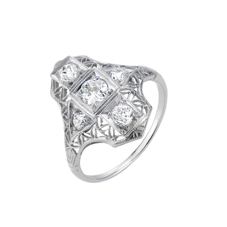 .50 Carat Diamond Platinum Edwardian Filigree Ring – image 2