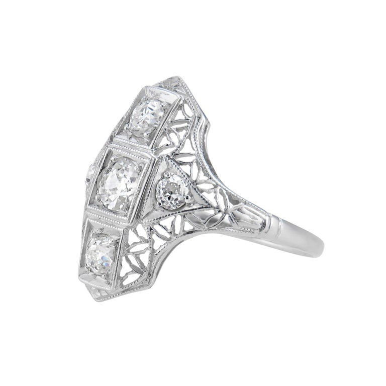 .50 Carat Diamond Platinum Edwardian Filigree Ring – image 3