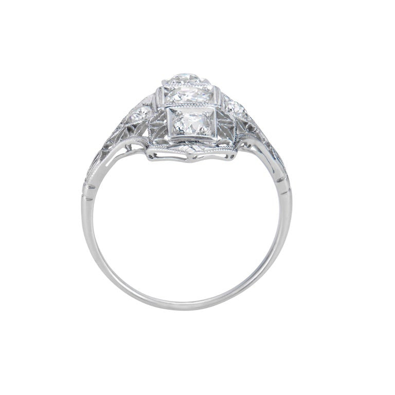 .50 Carat Diamond Platinum Edwardian Filigree Ring – image 5