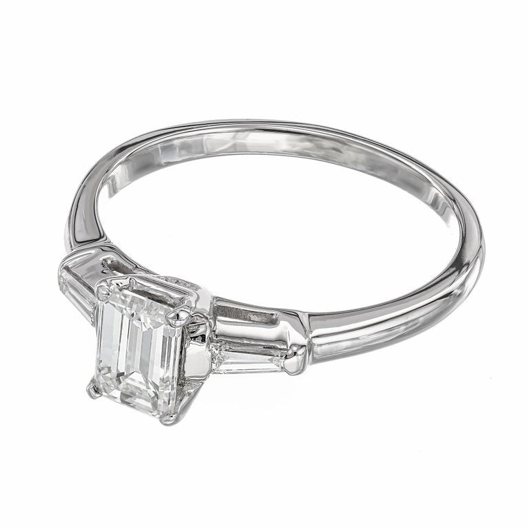 EGL Certified .73 Carat Diamond Platinum Three-Stone Engagement Ring – image 2