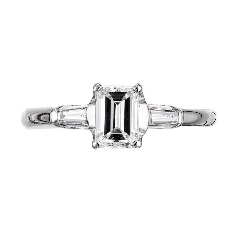 EGL Certified .73 Carat Diamond Platinum Three-Stone Engagement Ring – image 4