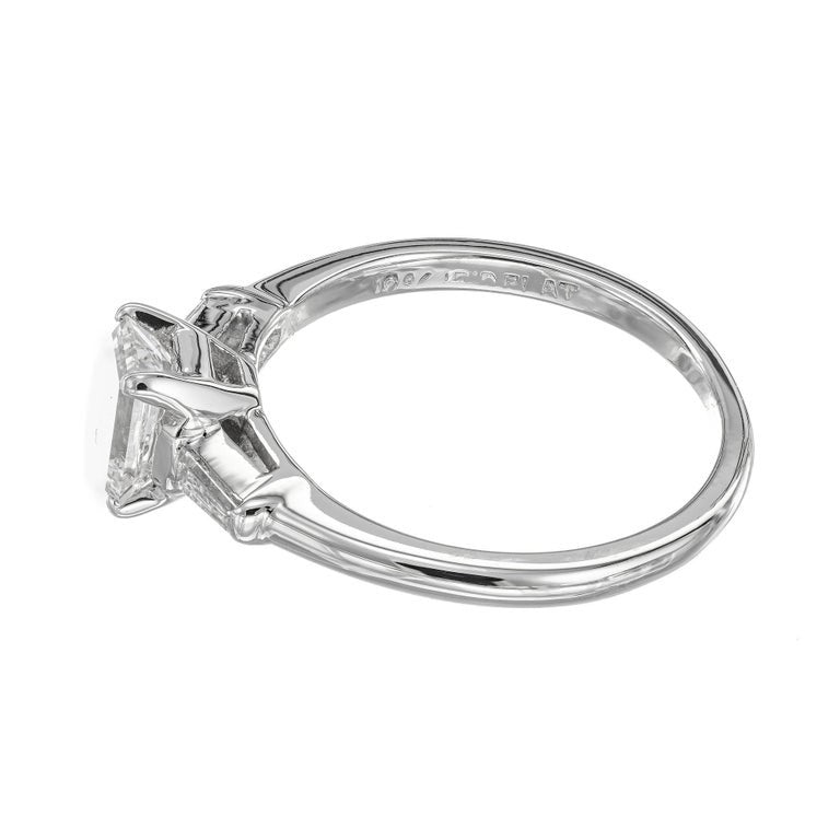 EGL Certified .73 Carat Diamond Platinum Three-Stone Engagement Ring – image 5