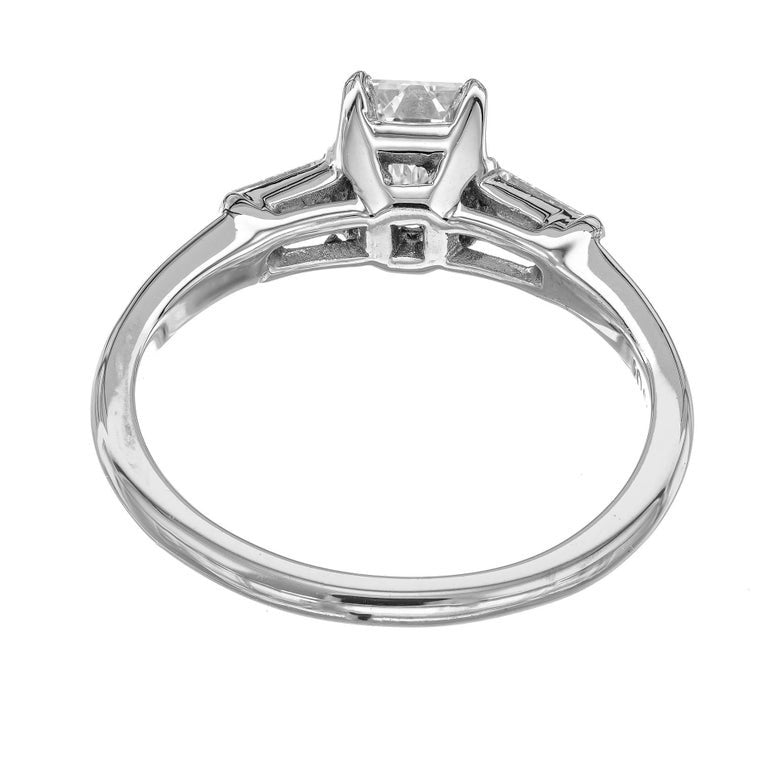 EGL Certified .73 Carat Diamond Platinum Three-Stone Engagement Ring – image 6