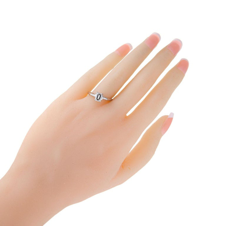 EGL Certified .73 Carat Diamond Platinum Three-Stone Engagement Ring – image 8