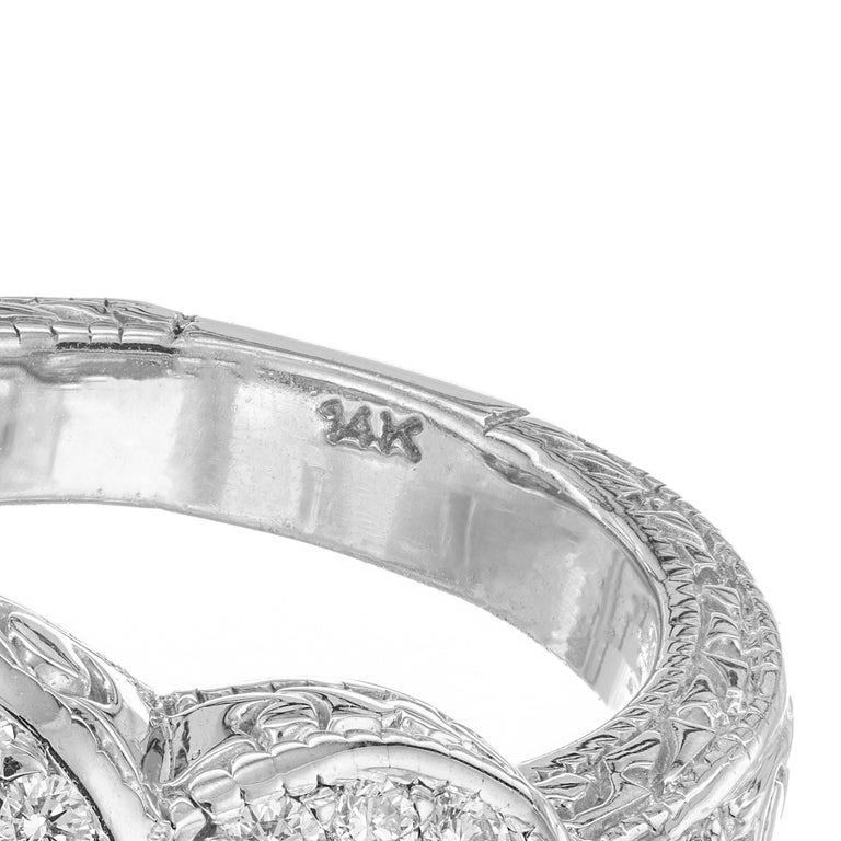 GIA Certified 1.01 Carat Diamond White Gold Three Stone Halo Engagement Ring – image 7