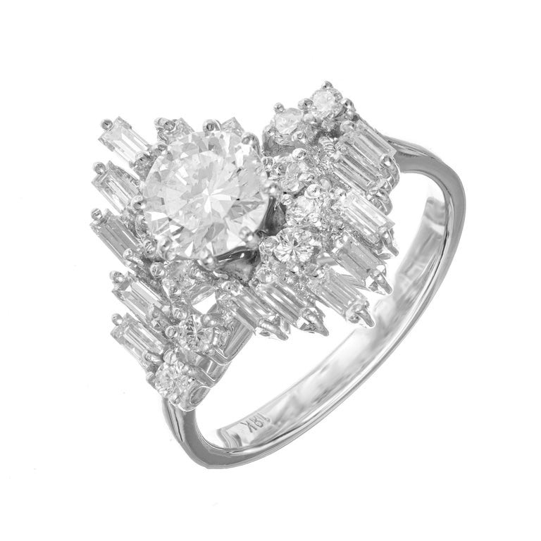 EGL Certified .85 Carat Diamond White Gold Engagement Cluster Ring – image 2