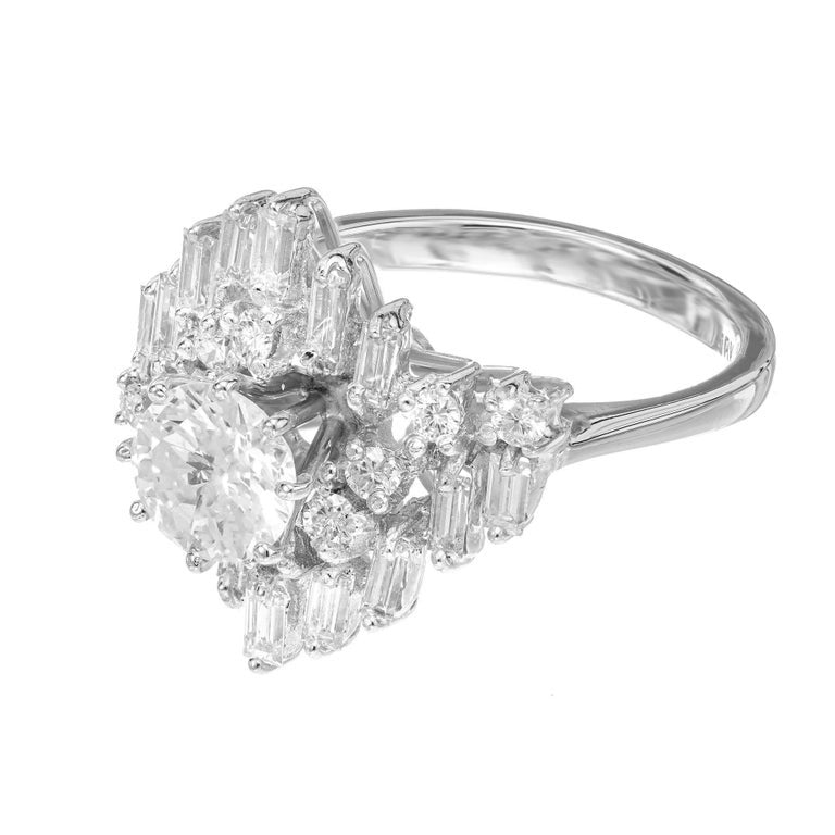 EGL Certified .85 Carat Diamond White Gold Engagement Cluster Ring – image 3