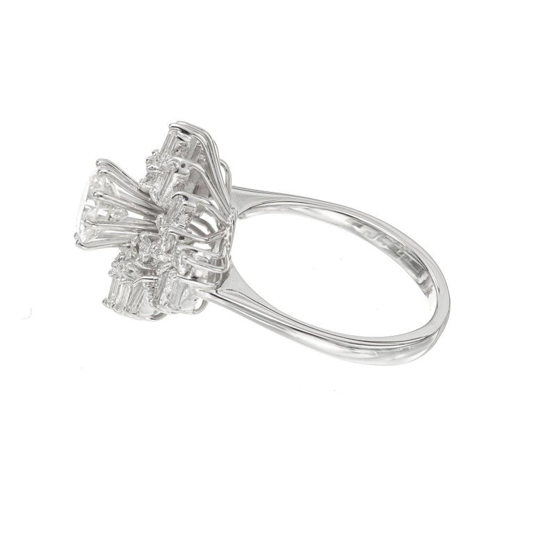 EGL Certified .85 Carat Diamond White Gold Engagement Cluster Ring – image 5