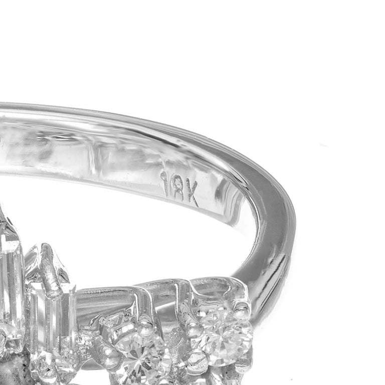 EGL Certified .85 Carat Diamond White Gold Engagement Cluster Ring – image 6