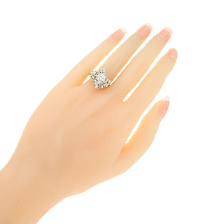 EGL Certified .85 Carat Diamond White Gold Engagement Cluster Ring – image 7