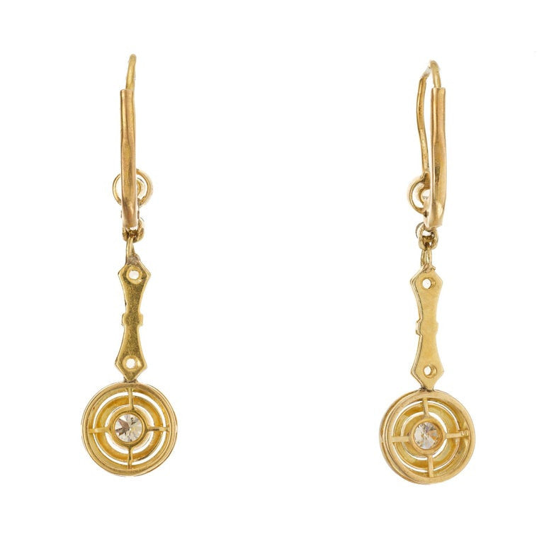 .20 Carat Diamond Platinum Yellow Gold Dangle Drop Earrings – image 4