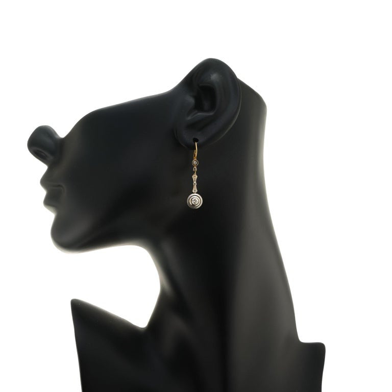 .20 Carat Diamond Platinum Yellow Gold Dangle Drop Earrings – image 5