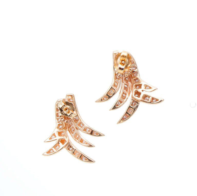1.04 Carat Pave Diamond Gold Swirl Earrings – image 2