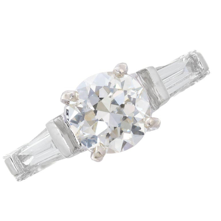 Vintage 1.69ct 1930s Transitional Cut 14k White Gold Diamond Baguette Sides Ring – image 2
