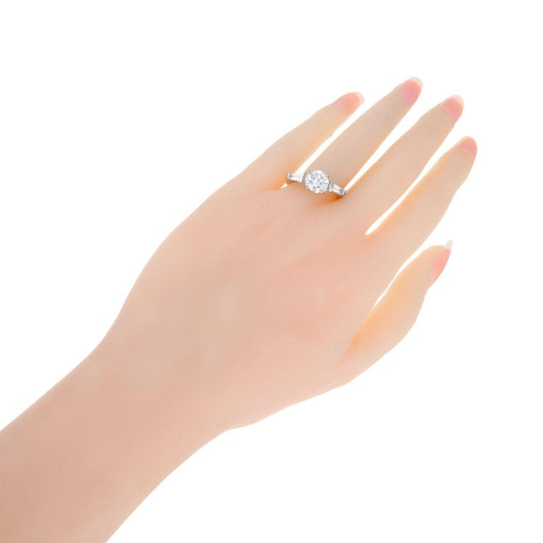 Vintage 1.69ct 1930s Transitional Cut 14k White Gold Diamond Baguette Sides Ring – image 6