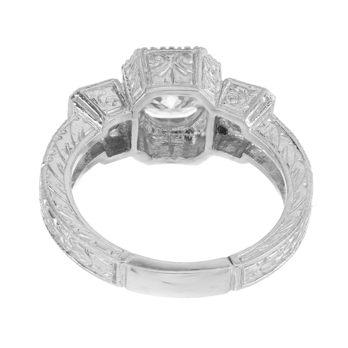 EGL Certified 1.27 Carat White Diamond Three-Stone Platinum Engagement Ring – image 7