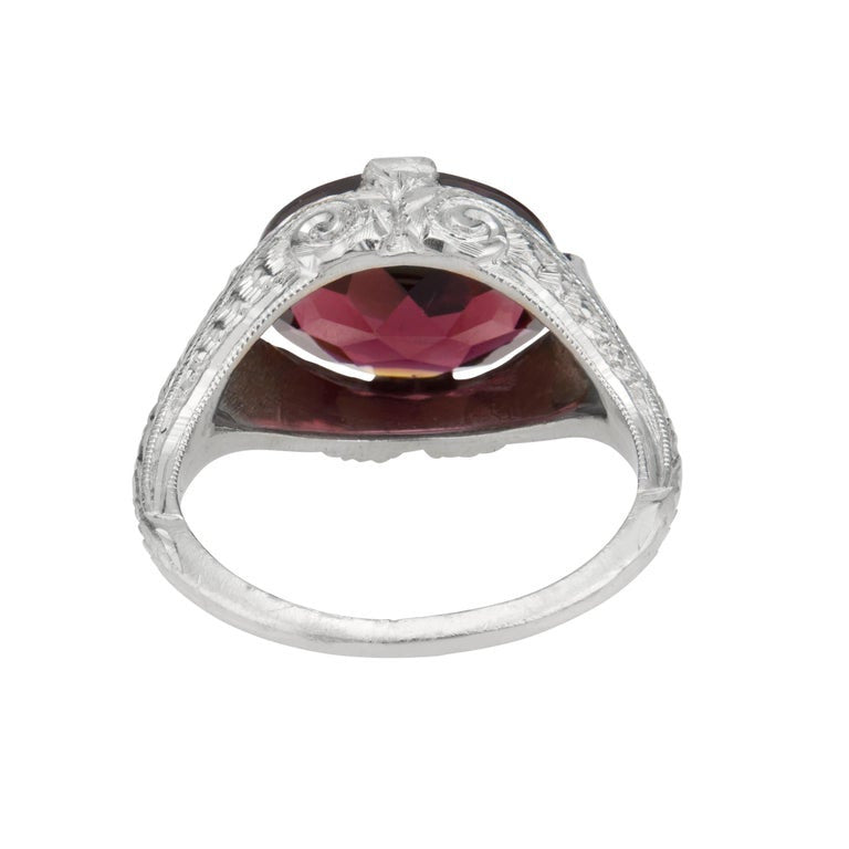 3.81 Carat Garnet White Gold Art Deco Ring – image 4