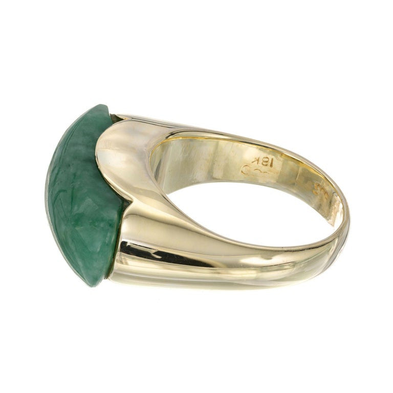 GIA Certified Natural Jadeite Jade Gold Saddle Ring – image 8