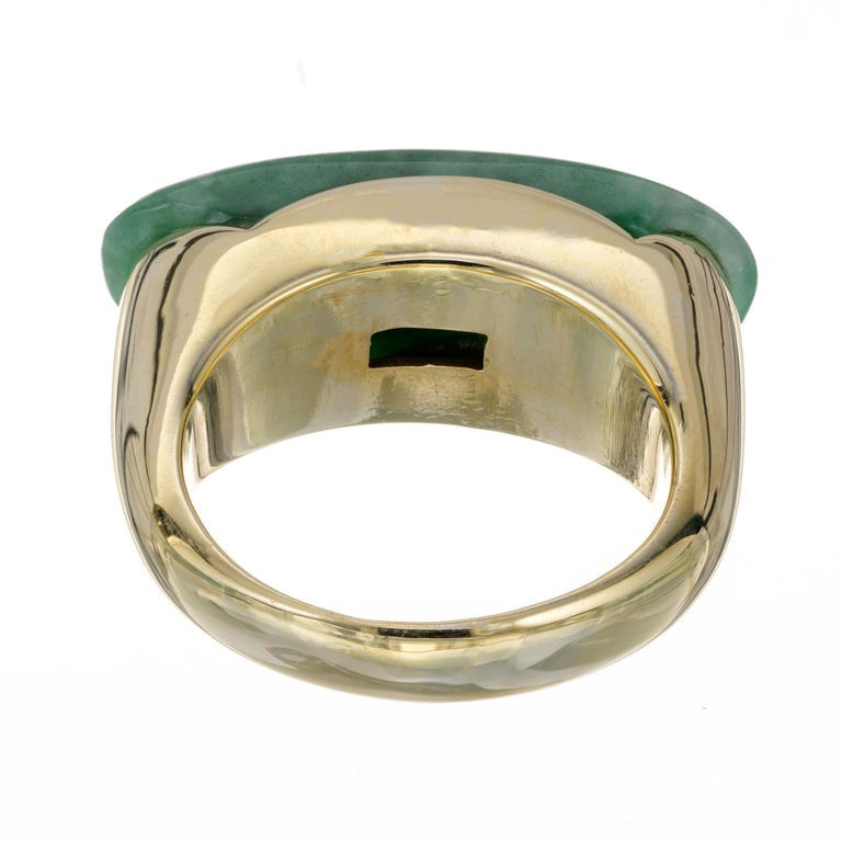 GIA Certified Natural Jadeite Jade Gold Saddle Ring – image 7