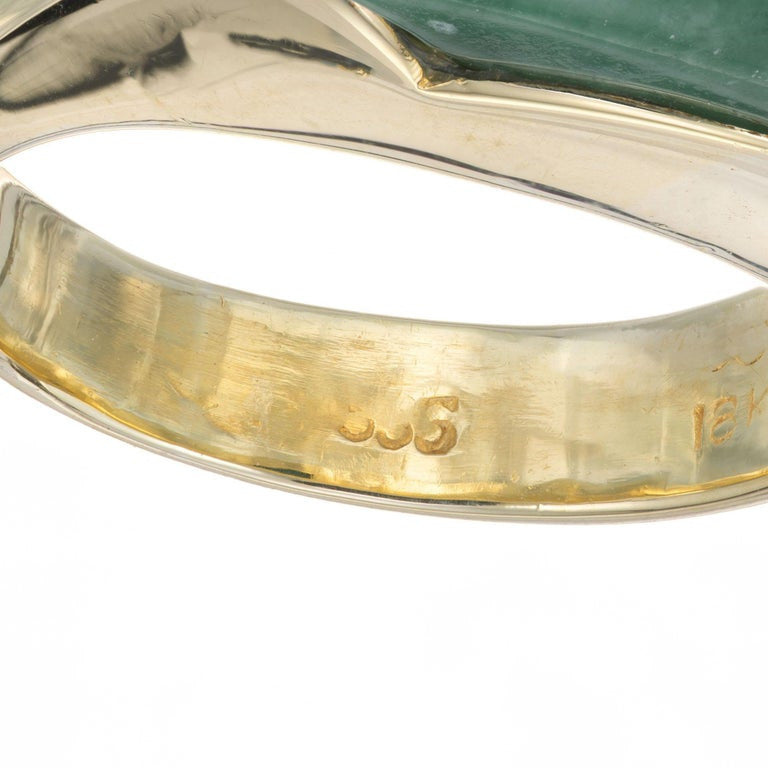 GIA Certified Natural Jadeite Jade Gold Saddle Ring – image 5