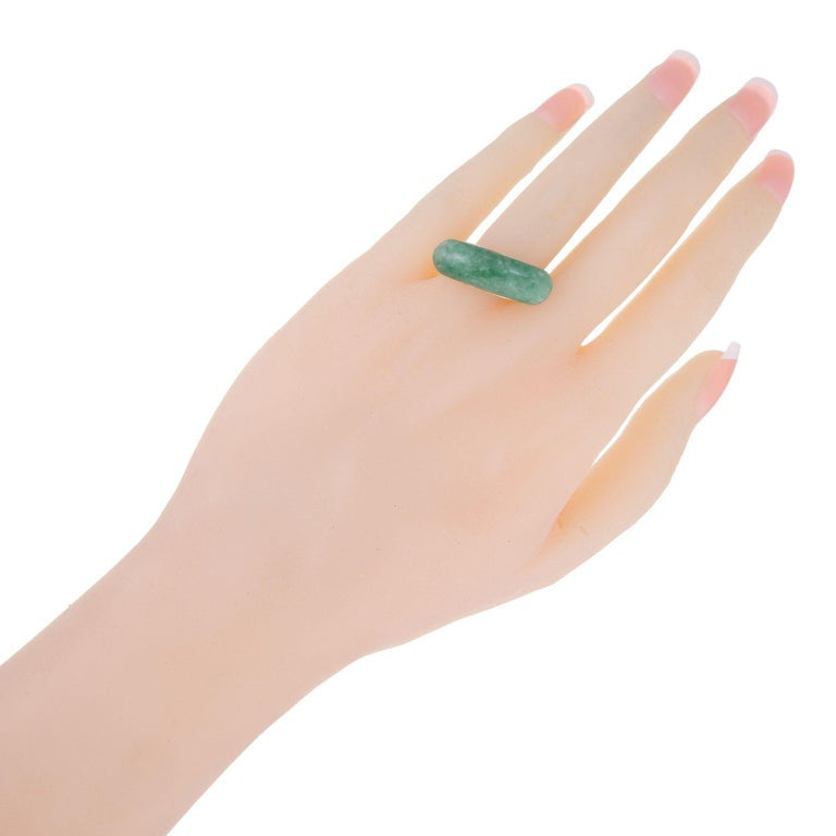 GIA Certified Natural Jadeite Jade Gold Saddle Ring – image 4