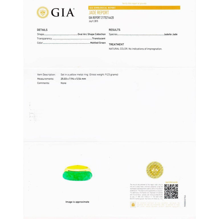 GIA Certified Natural Jadeite Jade Gold Saddle Ring – image 3