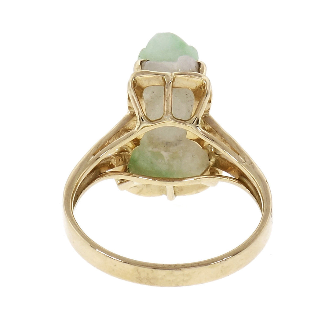 GIA Certified Jade Carved Frog Yellow Gold Ring – image 4