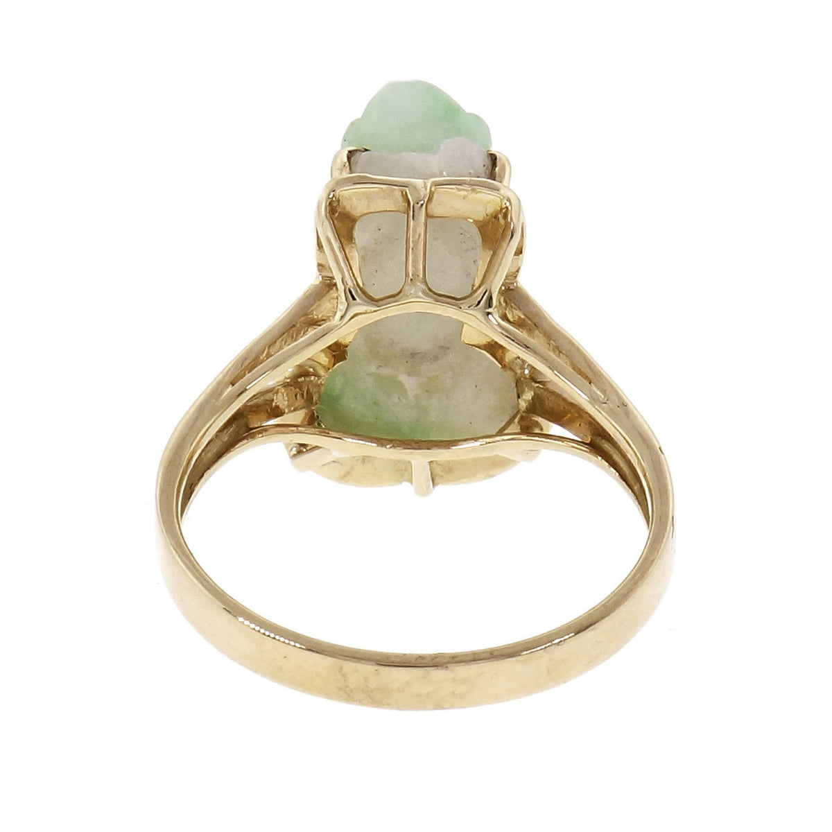 GIA Certified Jade Carved Frog Yellow Gold Ring – image 4