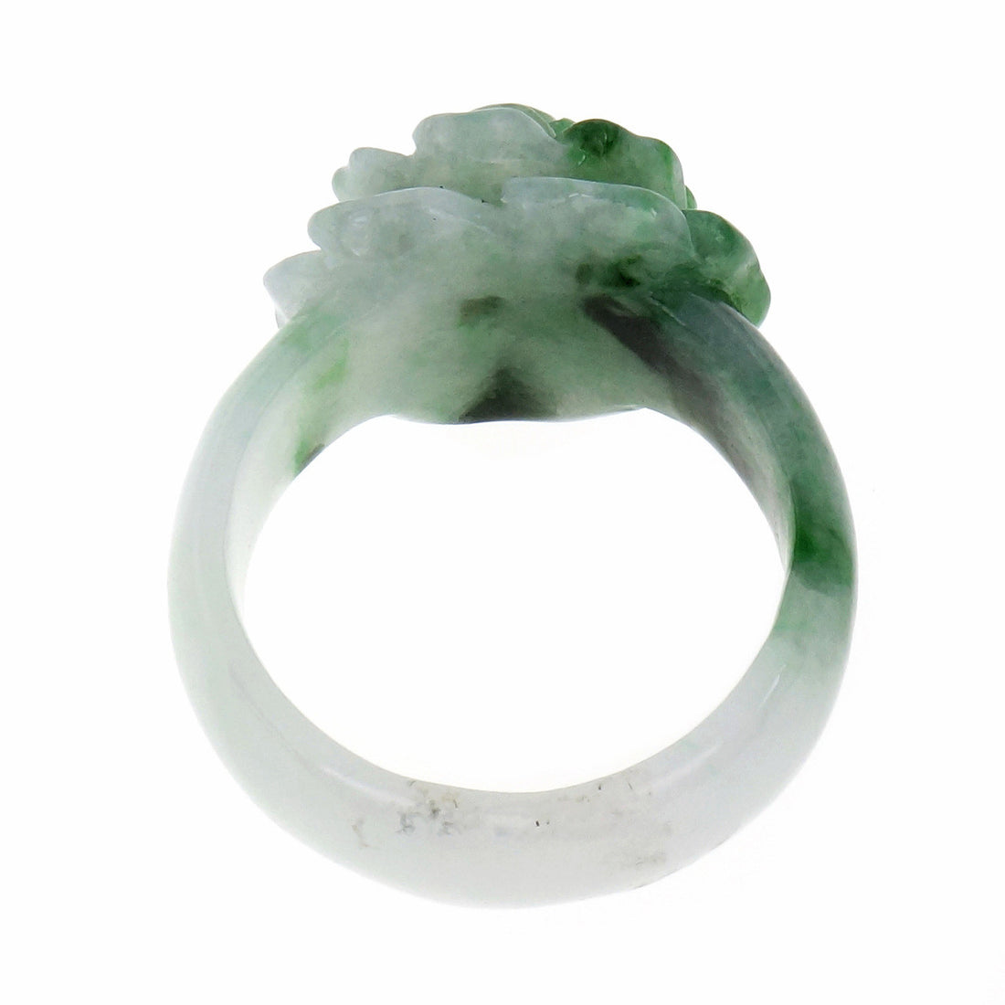 GIA Certified Jadeite Jade Flower Ring Blended Green White – image 6