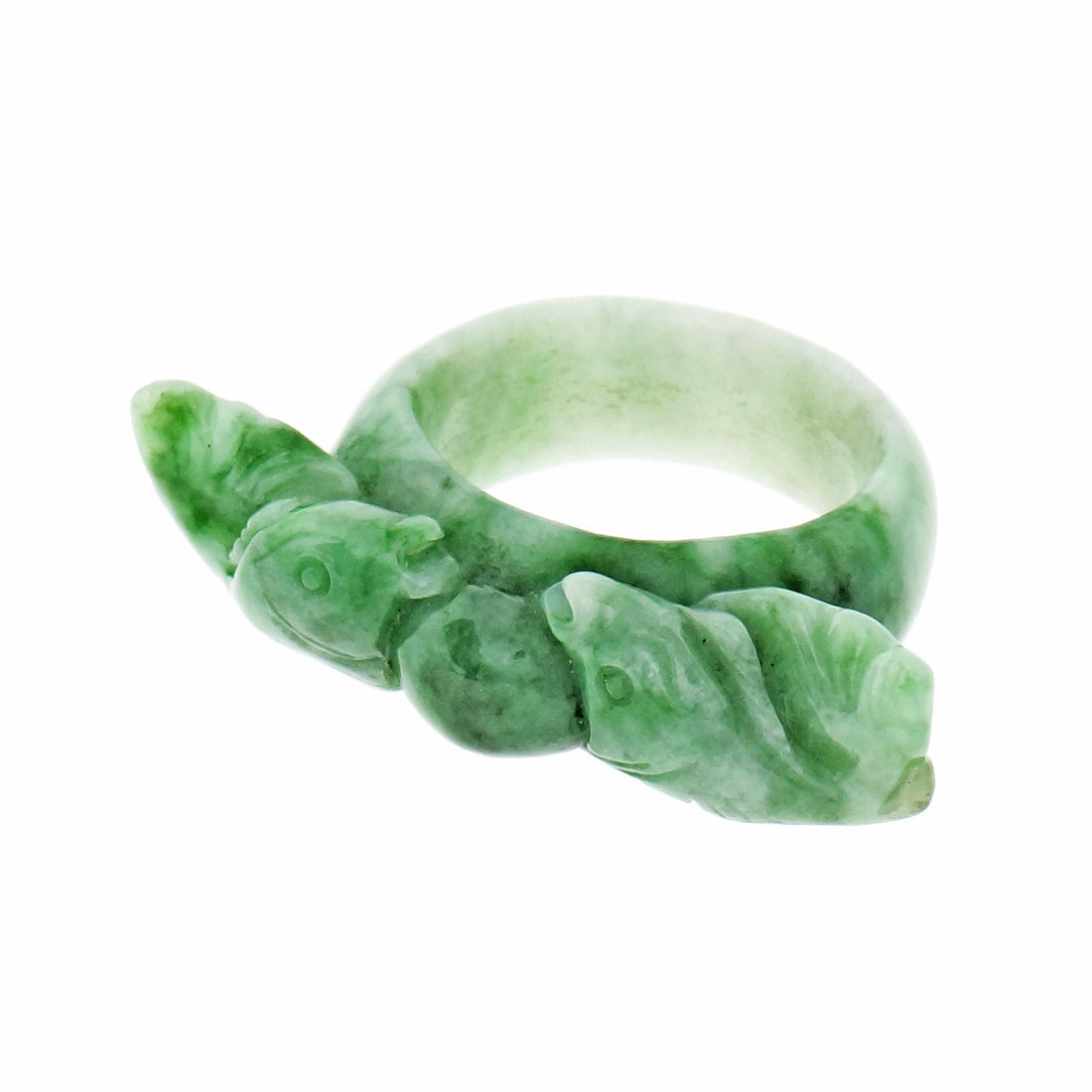 GIA Certified Natural Jadeite Jade Double Fish Ring – image 3